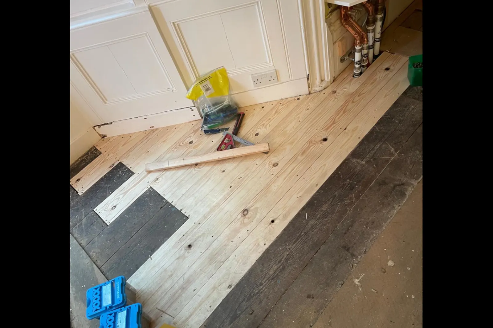 New flooring installed in a living space