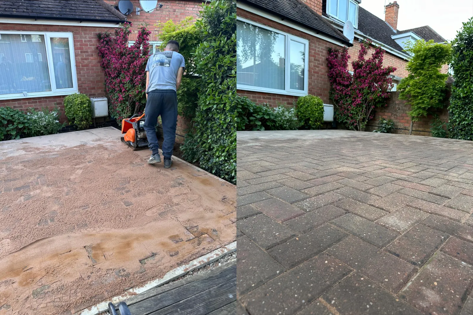 Newly laid block paved driveway